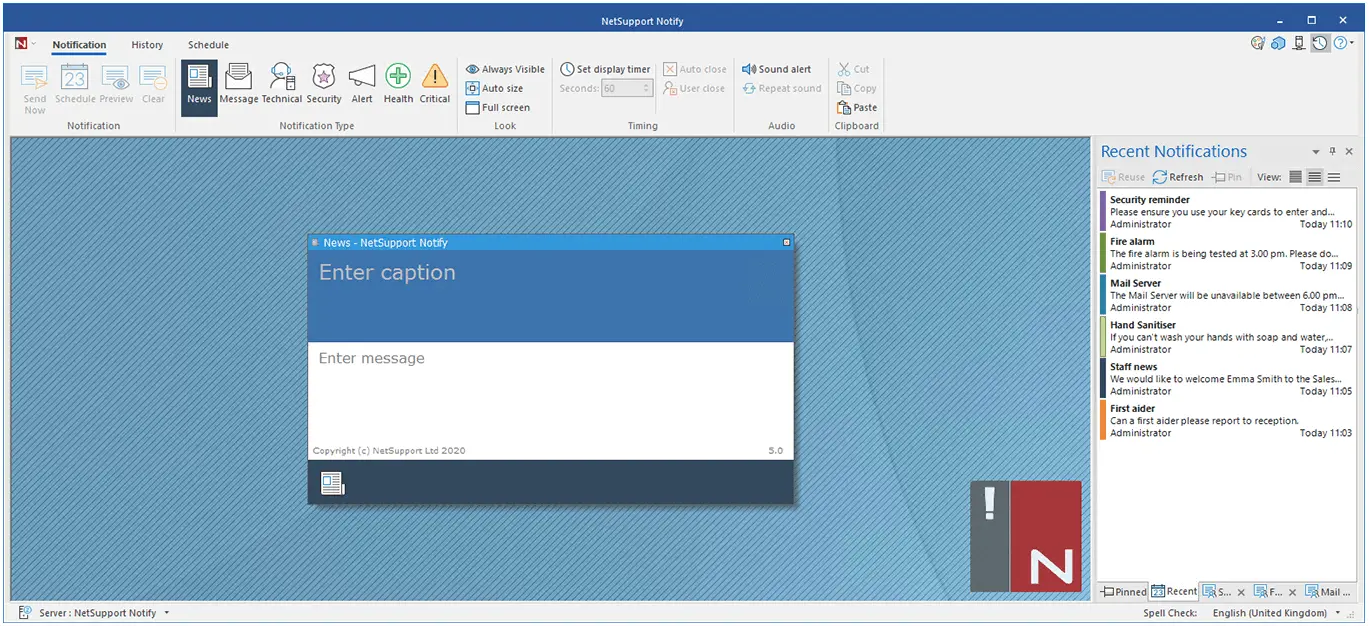 screenshot of NetSupport Notify